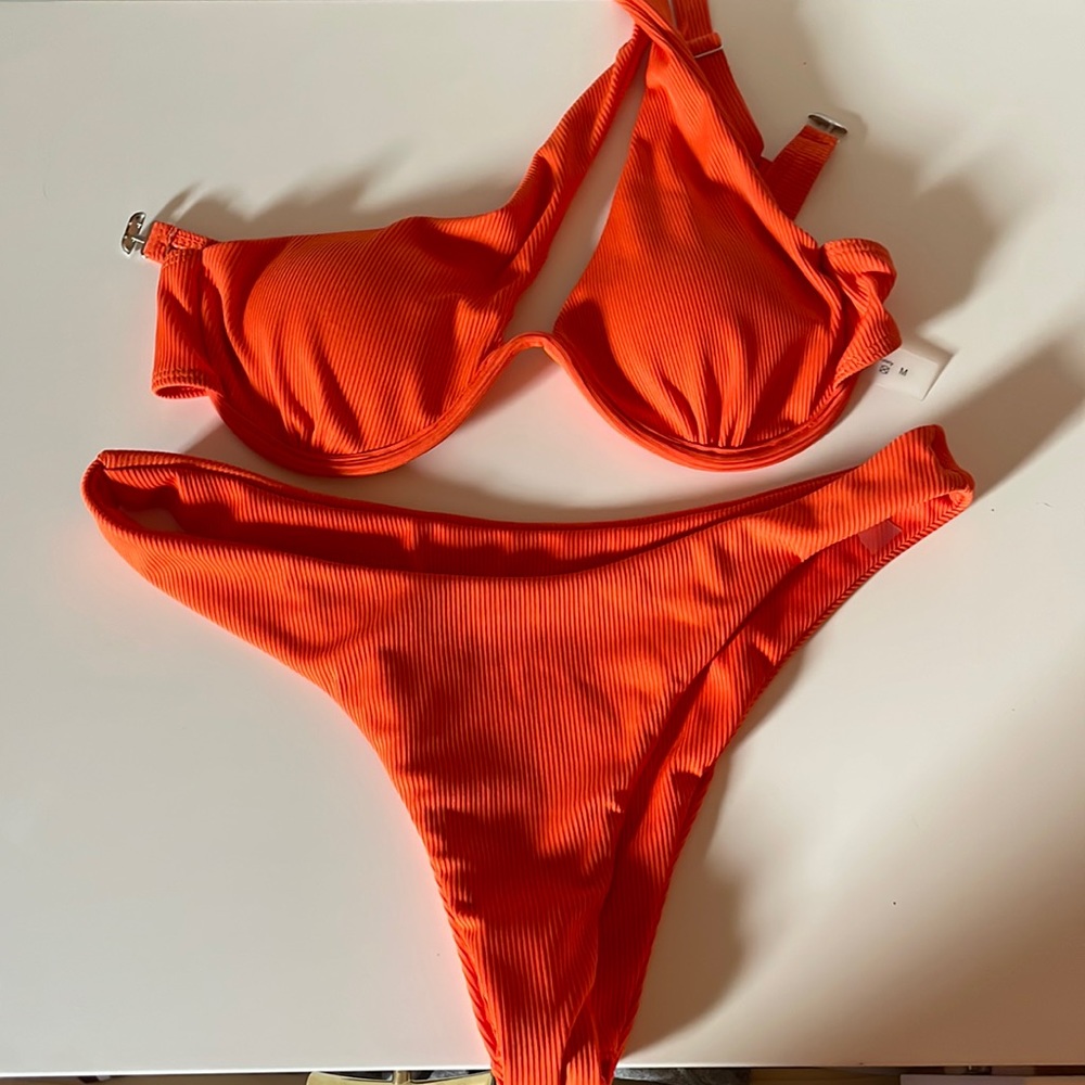 Blood Orange ribbed bikini set